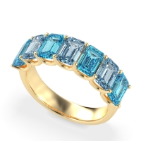 U Prong Half Eternity Emerald Cut Raha Band