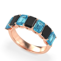 U Prong Half Eternity Emerald Cut Raha Band