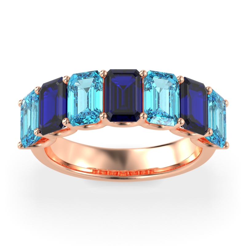 U Prong Half Eternity Emerald Cut Raha Band