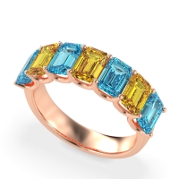 U Prong Half Eternity Emerald Cut Raha Band