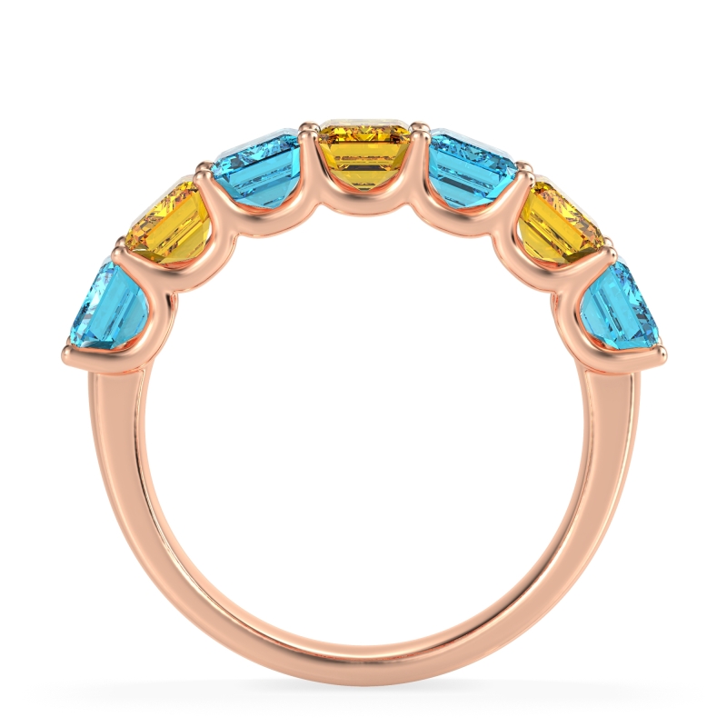 U Prong Half Eternity Emerald Cut Raha Band
