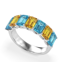 U Prong Half Eternity Emerald Cut Raha Band