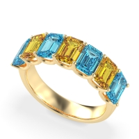U Prong Half Eternity Emerald Cut Raha Band