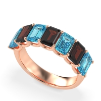 U Prong Half Eternity Emerald Cut Raha Band