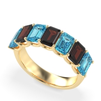 U Prong Half Eternity Emerald Cut Raha Band