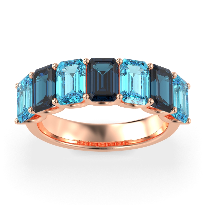 U Prong Half Eternity Emerald Cut Raha Band