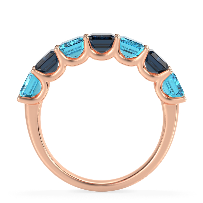 U Prong Half Eternity Emerald Cut Raha Band