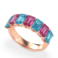 U Prong Half Eternity Emerald Cut Raha Band