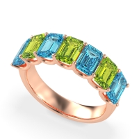 U Prong Half Eternity Emerald Cut Raha Band
