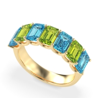 U Prong Half Eternity Emerald Cut Raha Band
