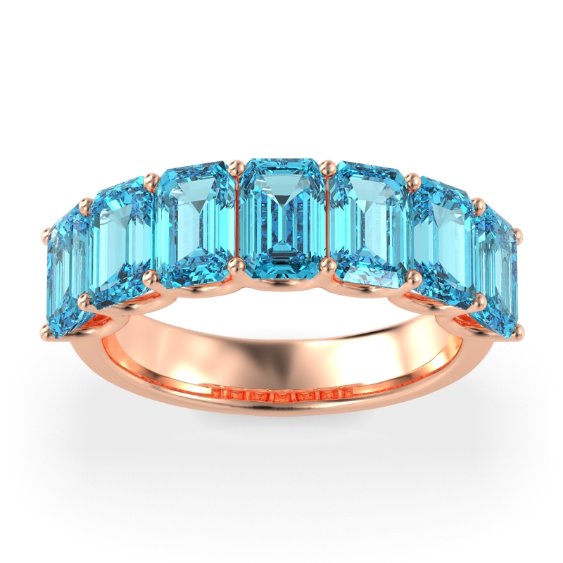 U Prong Half Eternity Emerald Cut Raha Band