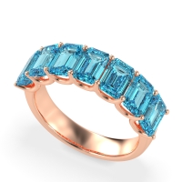 U Prong Half Eternity Emerald Cut Raha Band