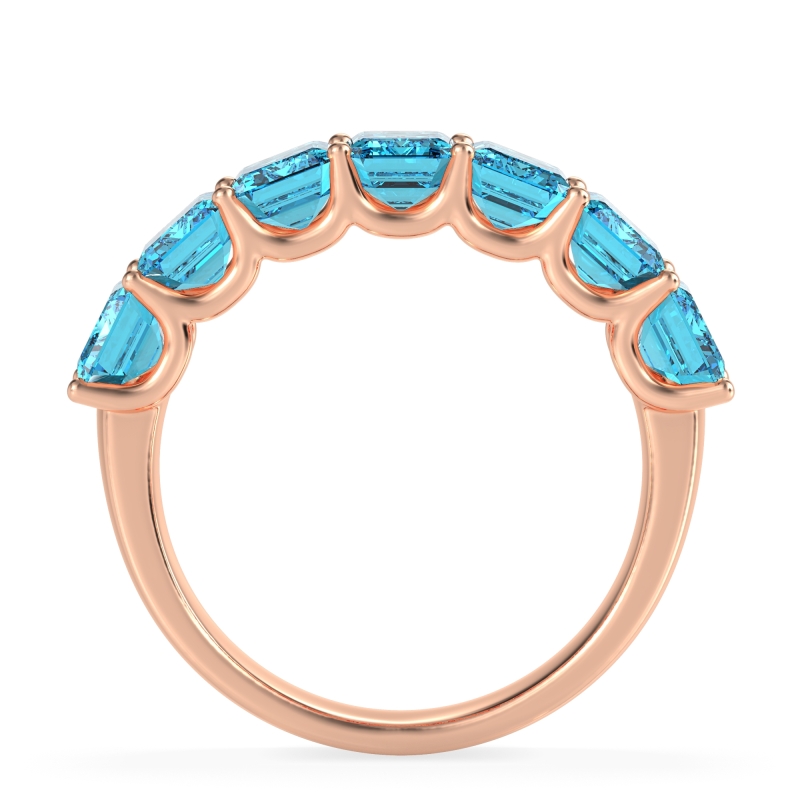 U Prong Half Eternity Emerald Cut Raha Band