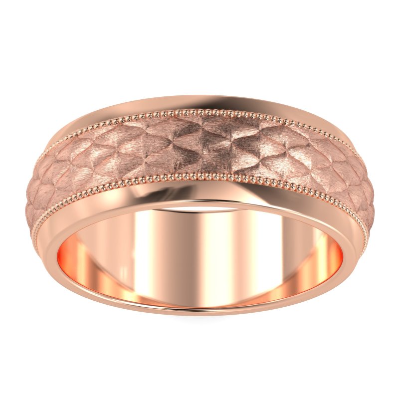 8mm Men's Geometric Milgrain Band