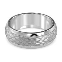 8mm Men's Geometric Milgrain Band