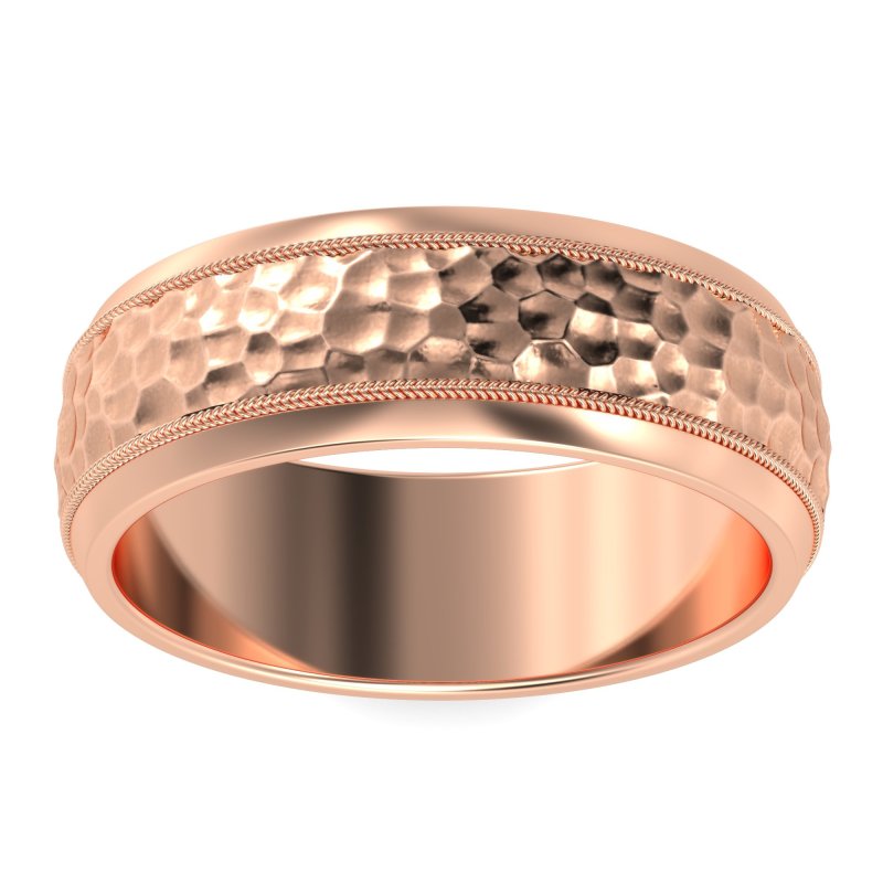 7.5mm Men's Hammer Finish Milgrain Band