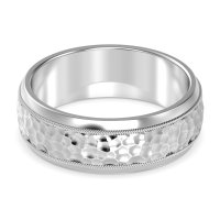 7.5mm Men's Hammer Finish Milgrain Band