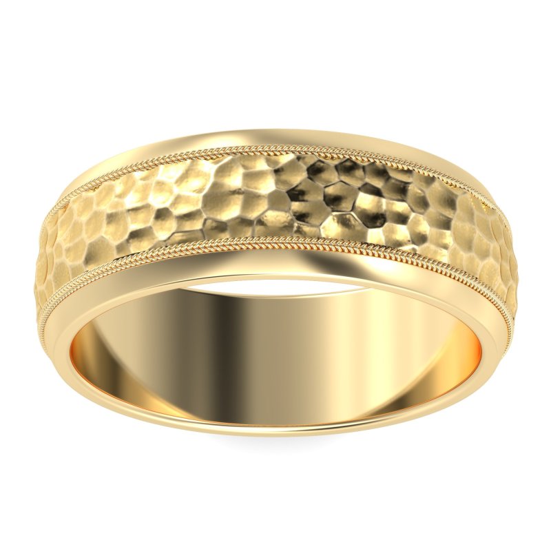 7.5mm Men's Hammer Finish Milgrain Band