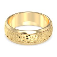 7.5mm Men's Hammer Finish Milgrain Band