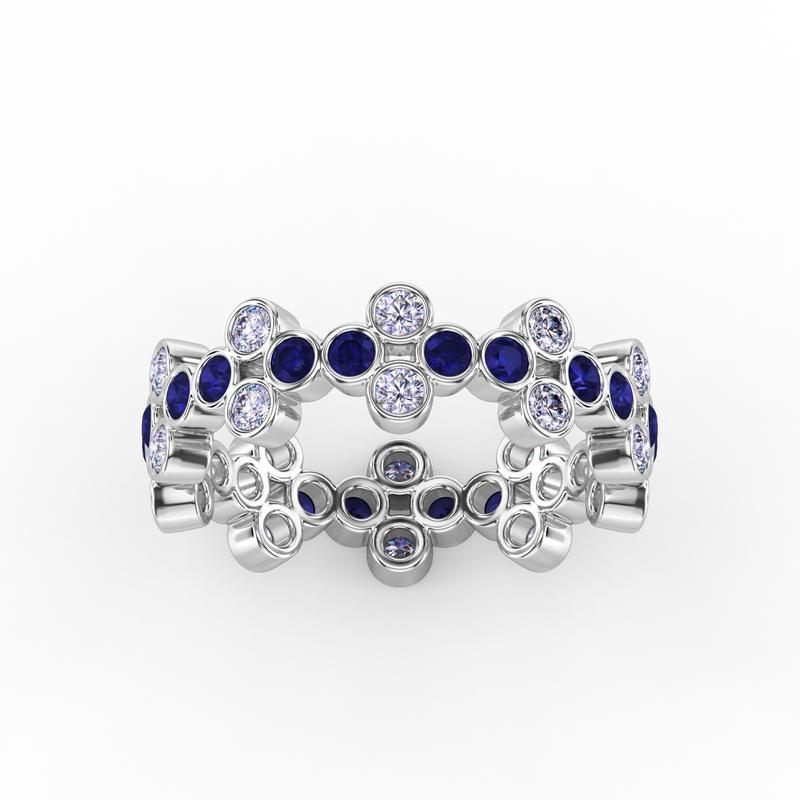 Bezel Set Cluster Eternity Band
