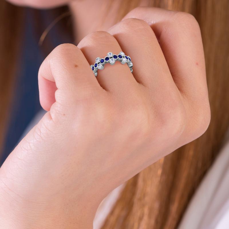 Bezel Set Cluster Eternity Band