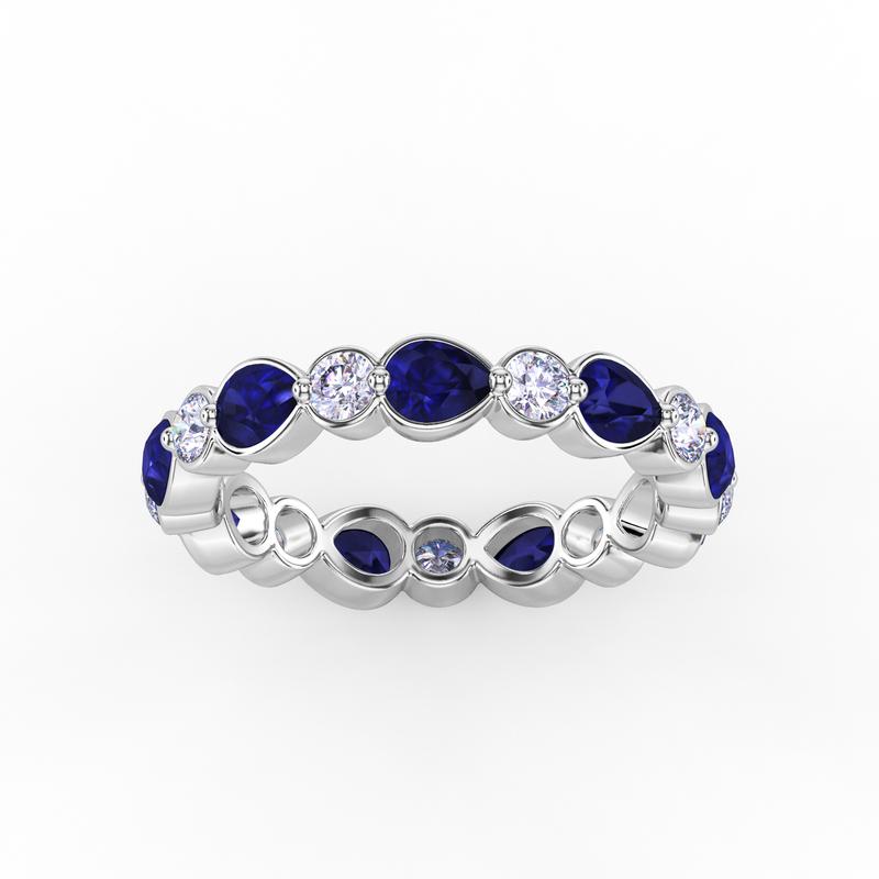 Eternity Pear & Round Bezel Lyra Band