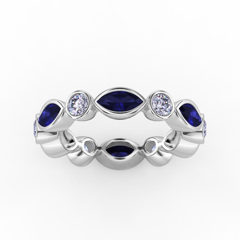 Marquise & Round Bezel Eternity Crest Band