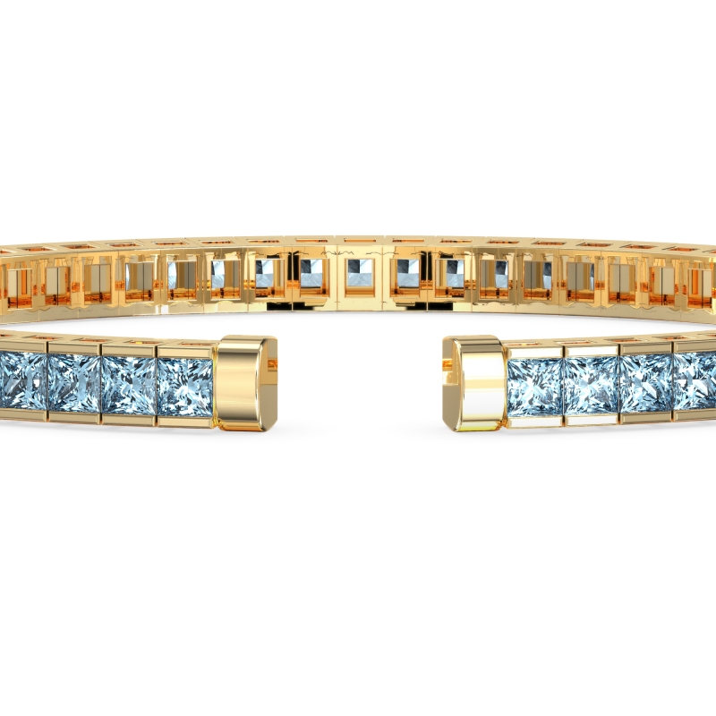 Princess Cut Flexible Bangle Bracelet