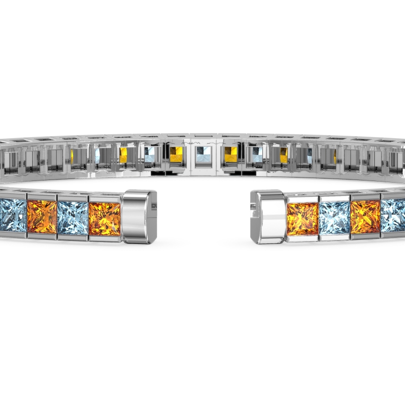 Princess Cut Flexible Bangle Bracelet