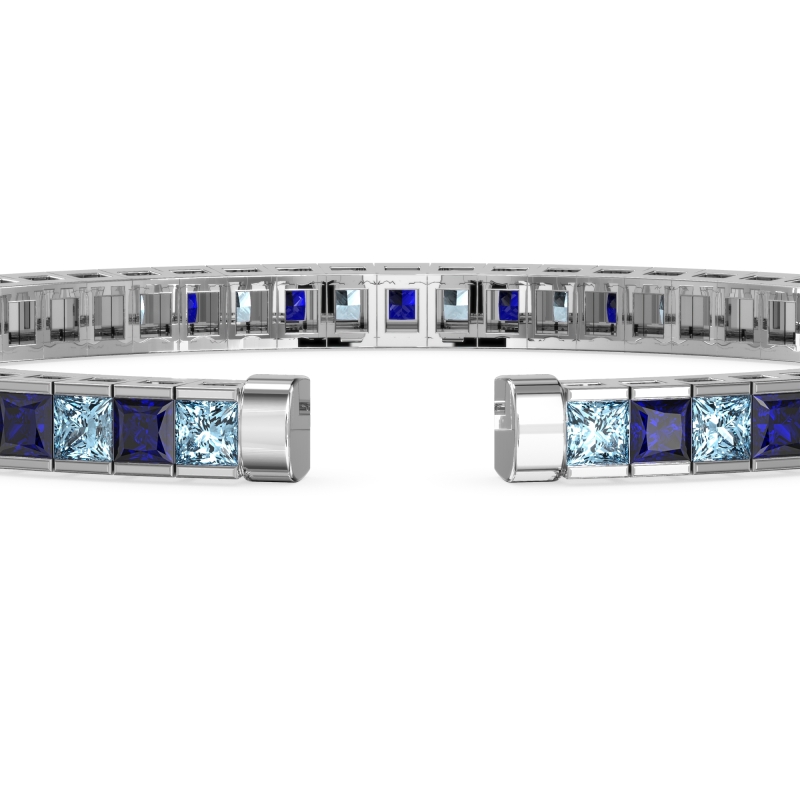 Princess Cut Flexible Bangle Bracelet