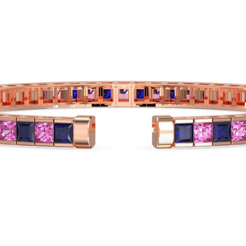 Princess Cut Flexible Bangle Bracelet