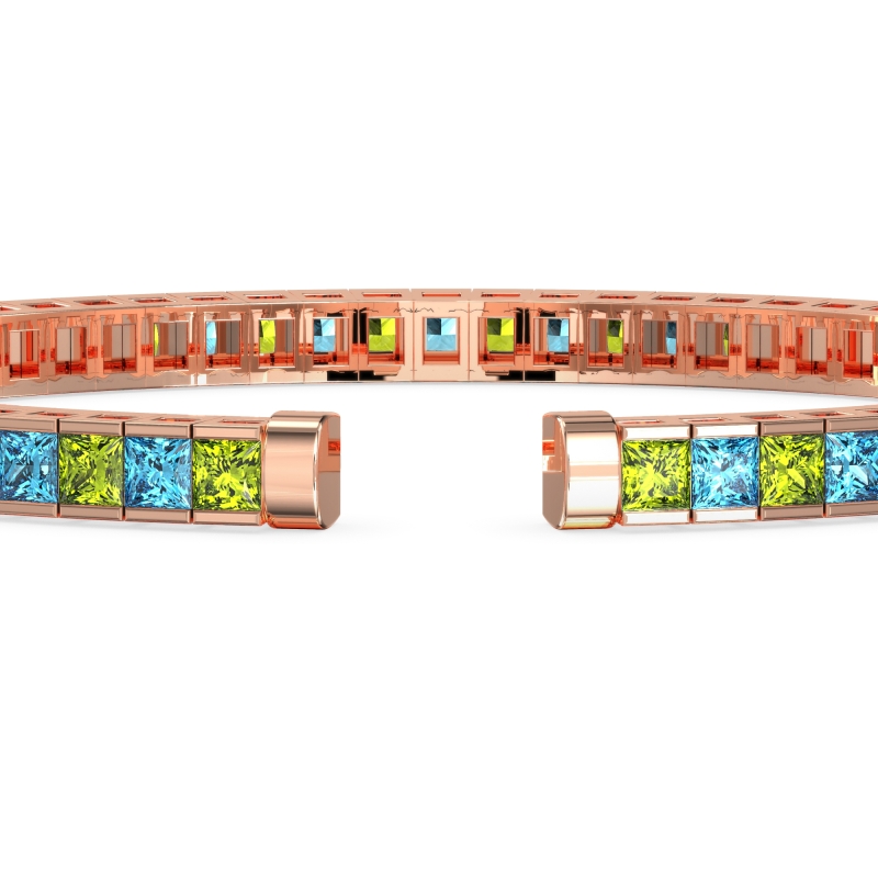 Princess Cut Flexible Bangle Bracelet