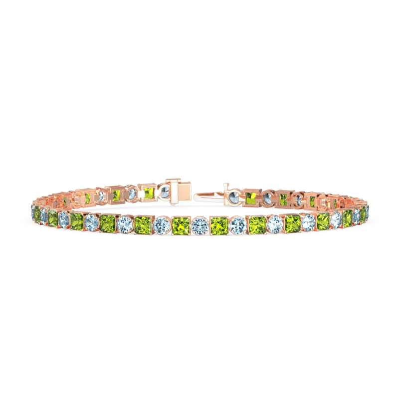 Princess and Round Tennis Bracelet