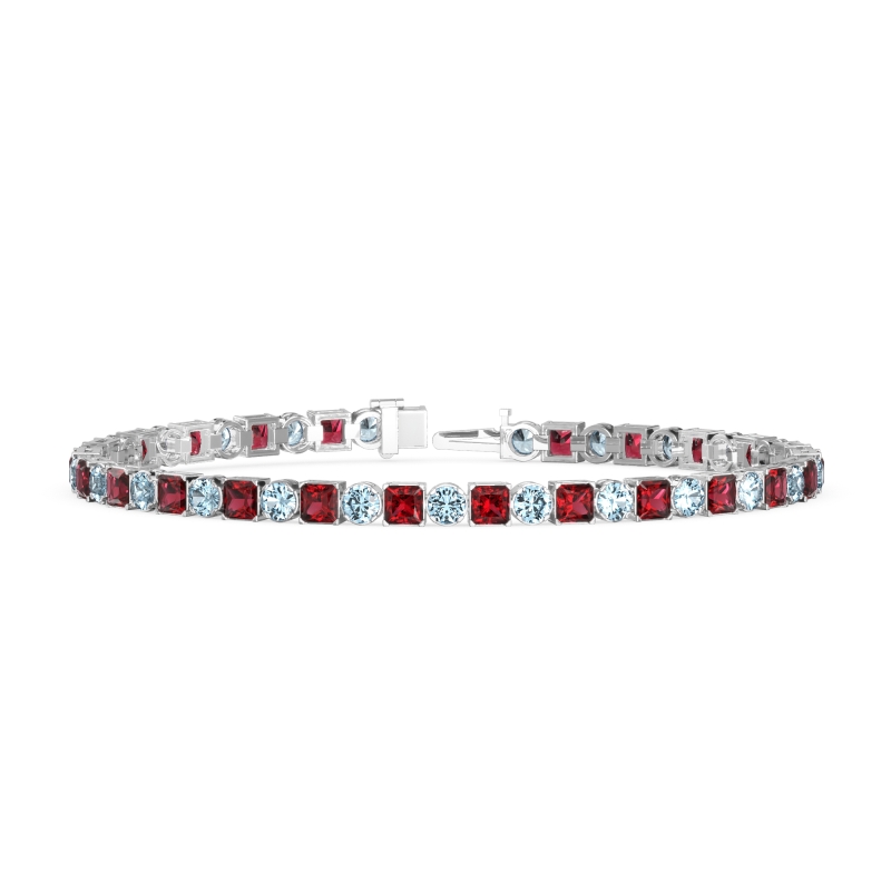 Princess and Round Tennis Bracelet