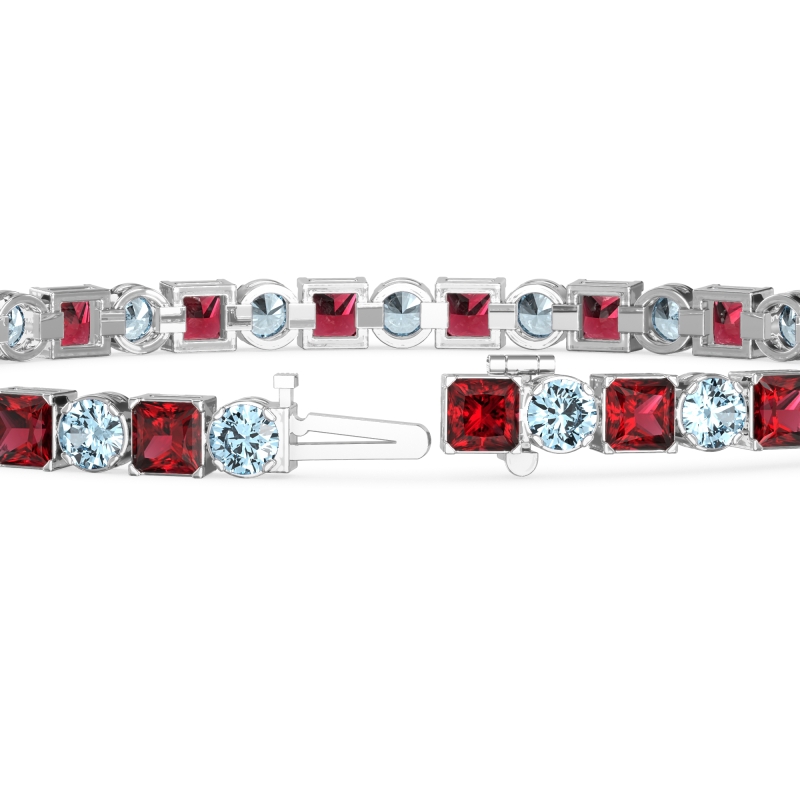 Princess and Round Tennis Bracelet