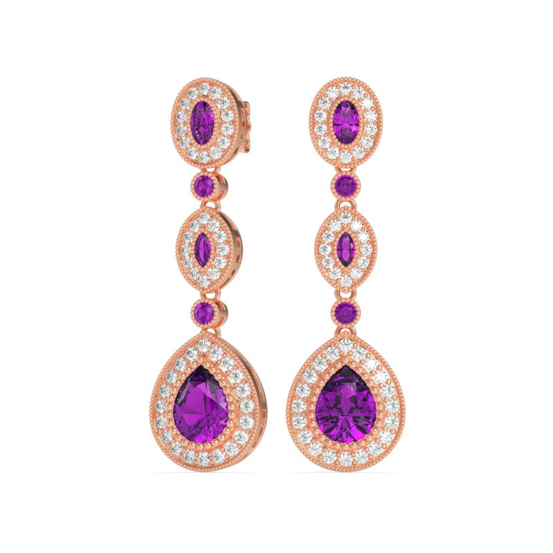 Dangling Halo Pear & Marquise Earrings