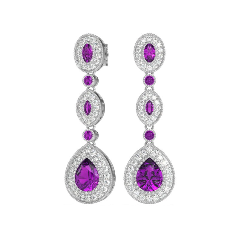 Dangling Halo Pear & Marquise Earrings
