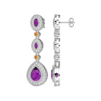 Dangling Halo Pear & Marquise Earrings