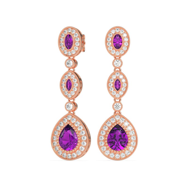 Dangling Halo Pear & Marquise Earrings