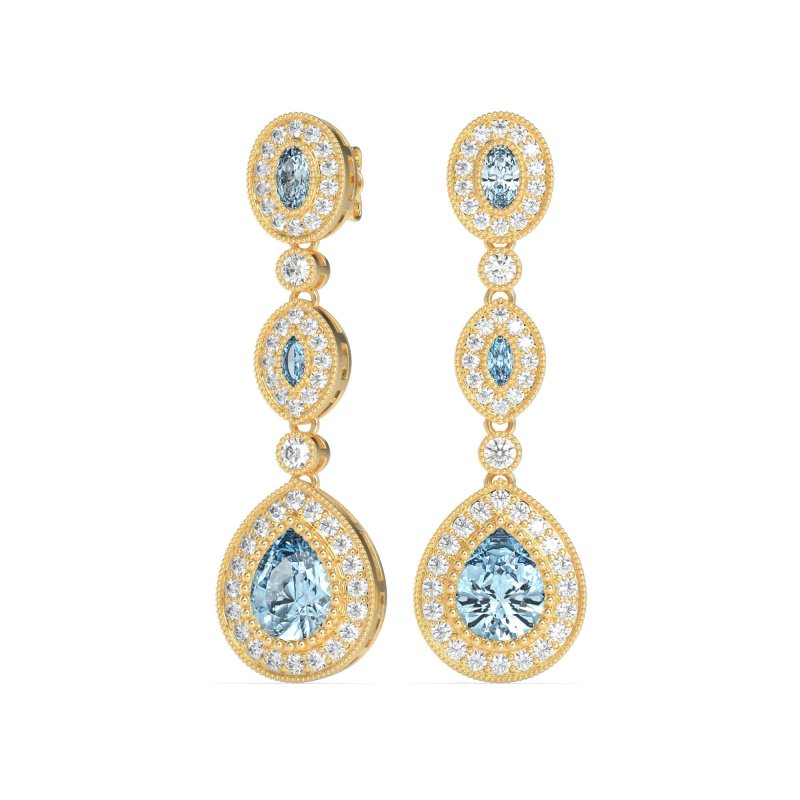 Dangling Halo Pear & Marquise Earrings