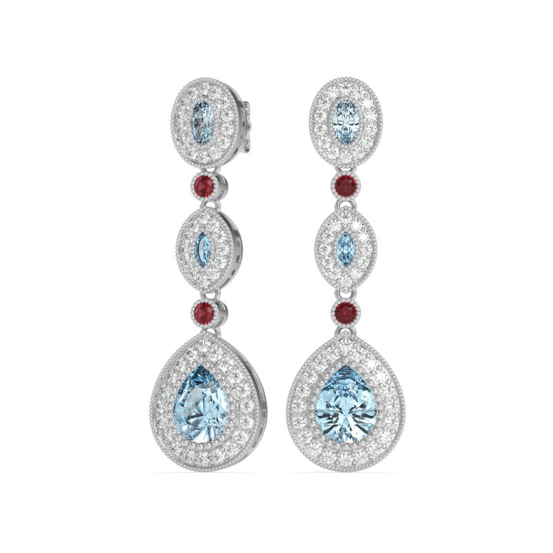 Dangling Halo Pear & Marquise Earrings