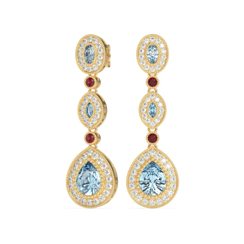 Dangling Halo Pear & Marquise Earrings