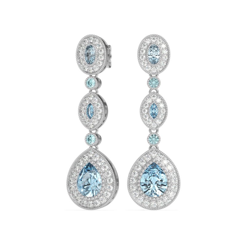 Dangling Halo Pear & Marquise Earrings