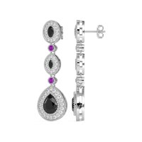Dangling Halo Pear & Marquise Earrings