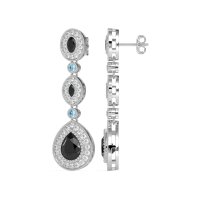 Dangling Halo Pear & Marquise Earrings