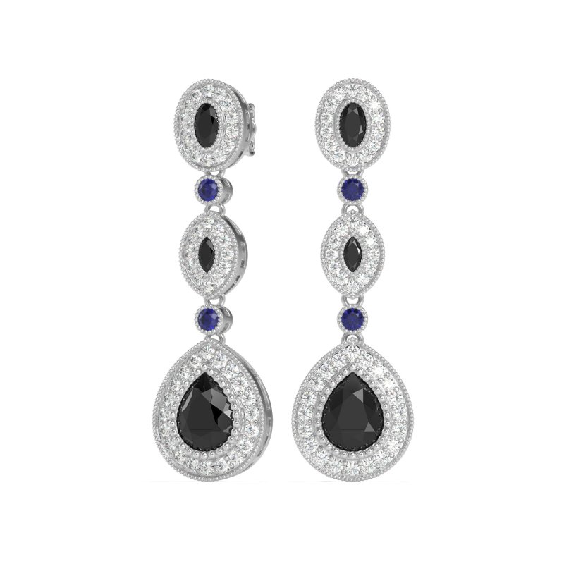 Dangling Halo Pear & Marquise Earrings