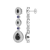 Dangling Halo Pear & Marquise Earrings