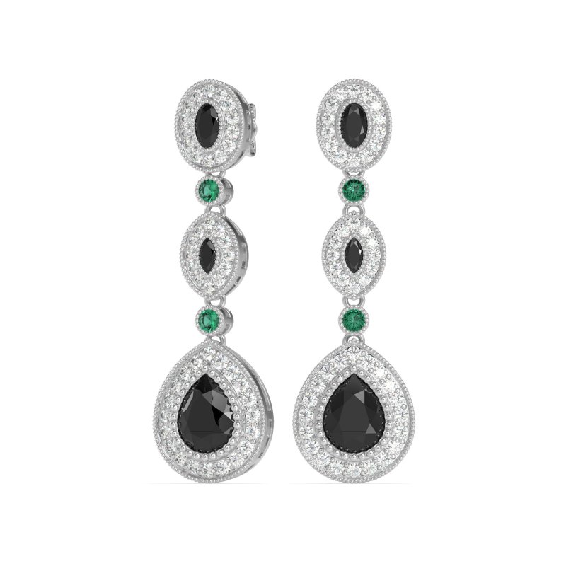 Dangling Halo Pear & Marquise Earrings