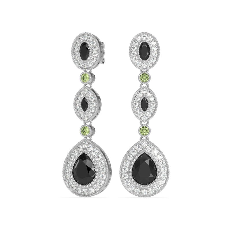 Dangling Halo Pear & Marquise Earrings