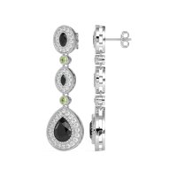 Dangling Halo Pear & Marquise Earrings